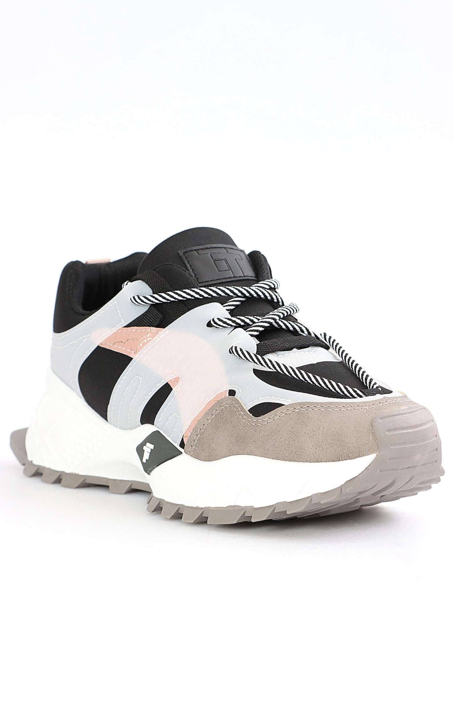 Ladies Lightweight Casual Sneakers - Black-Pink