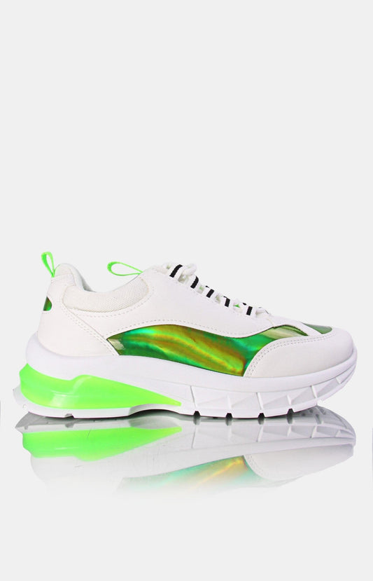 Ladies' Casual Sneakers - White-Green