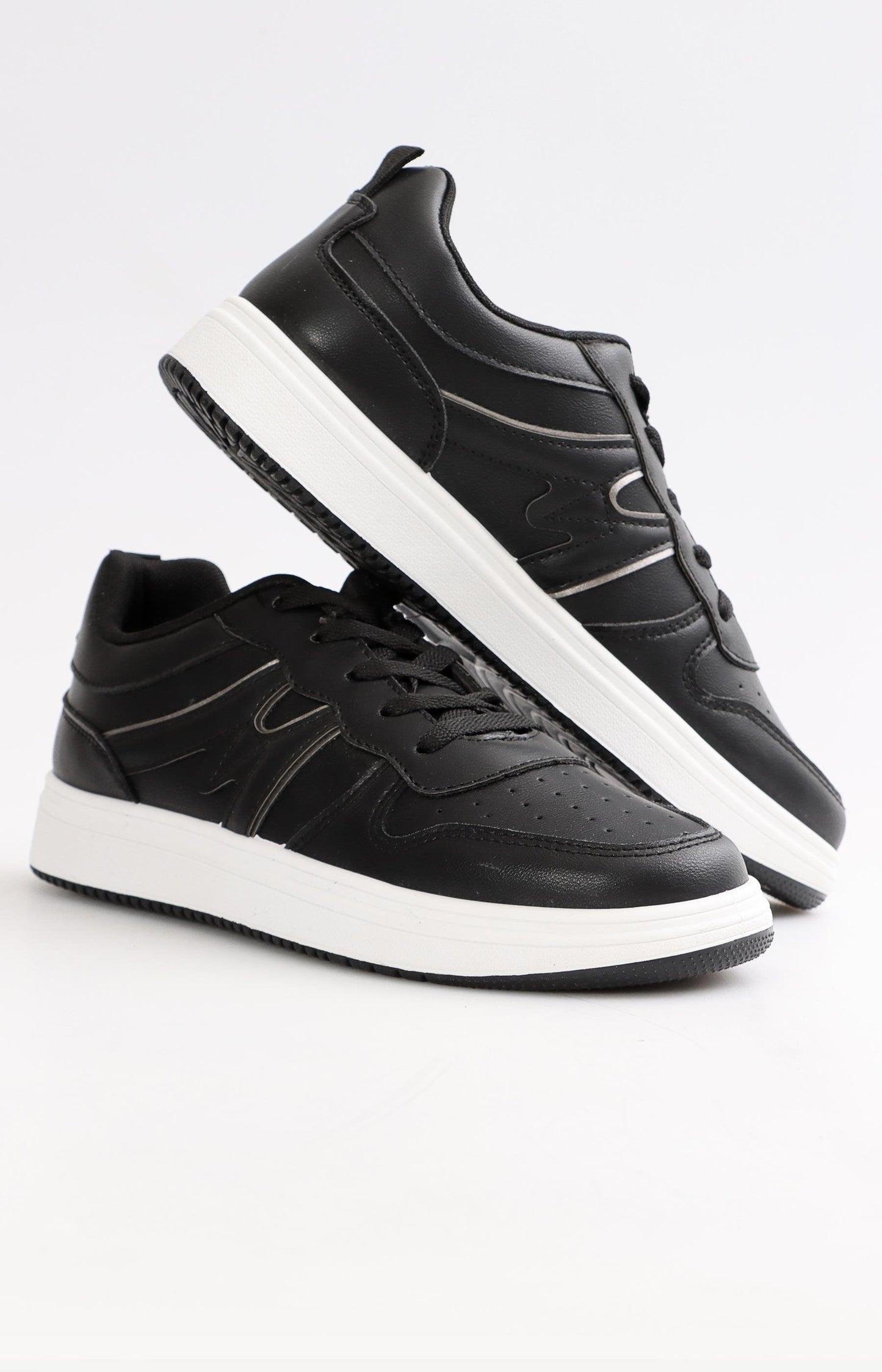 Mens Low Cut Sneakers - Black-Pewter