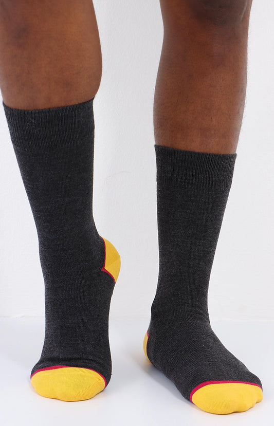 Mens Socks - Grey-Yellow
