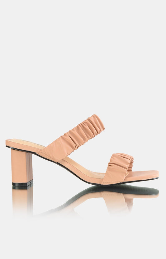 Ladies Block Heel Sandals - Nude