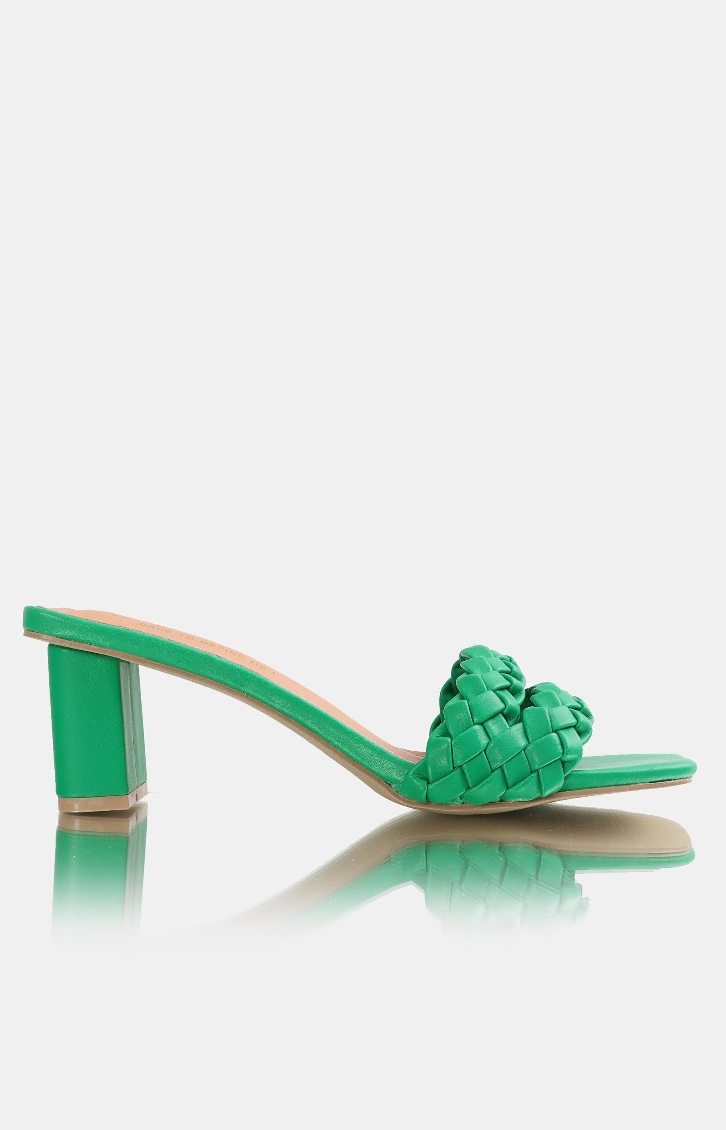 Ladies Slip On Block Heel Sandals - Green