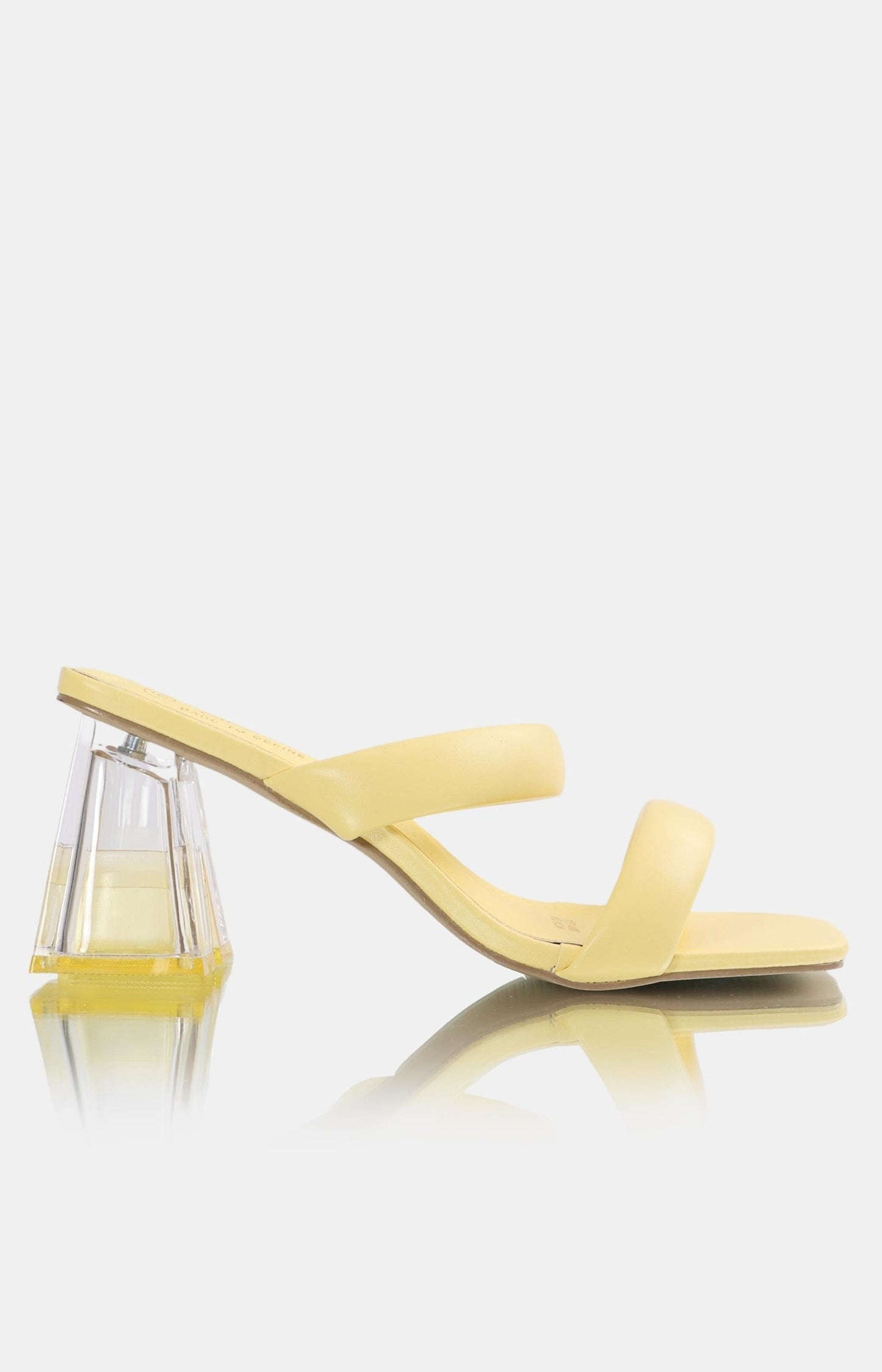 Ladies Double Strap Block Heel Sandals - Yellow