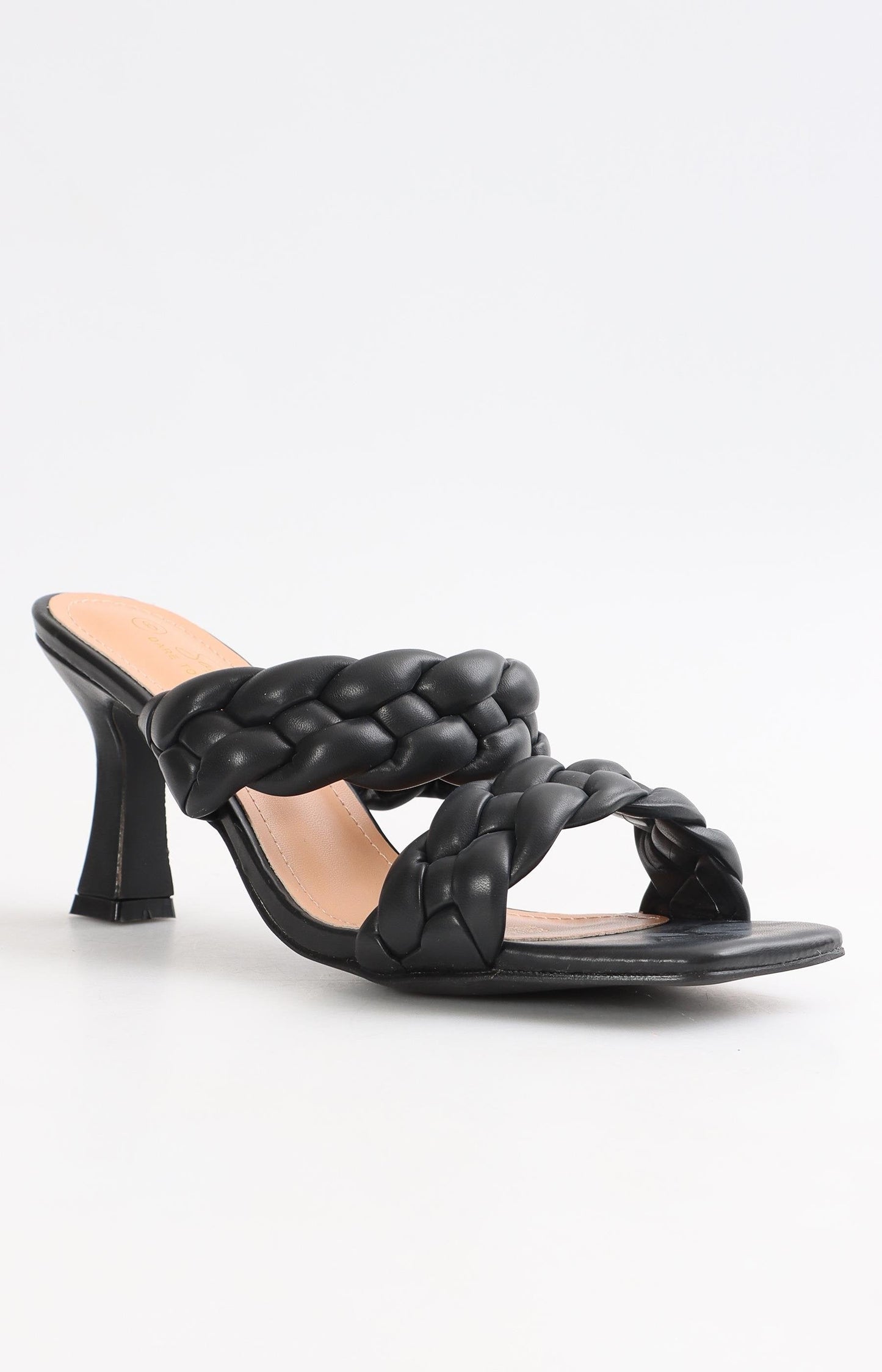Ladies Plaited Strap Sandals - Black