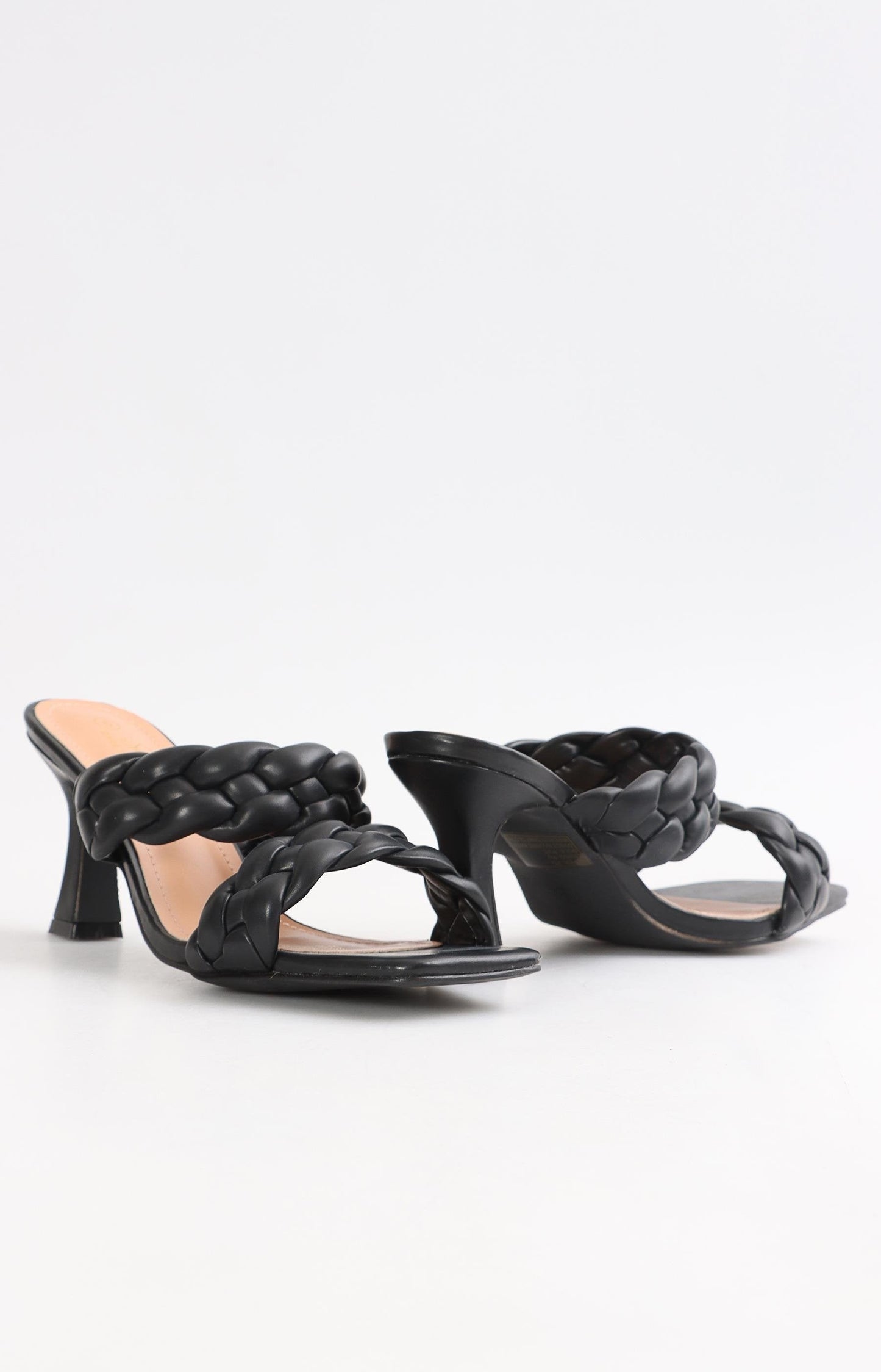 Ladies Plaited Strap Sandals - Black