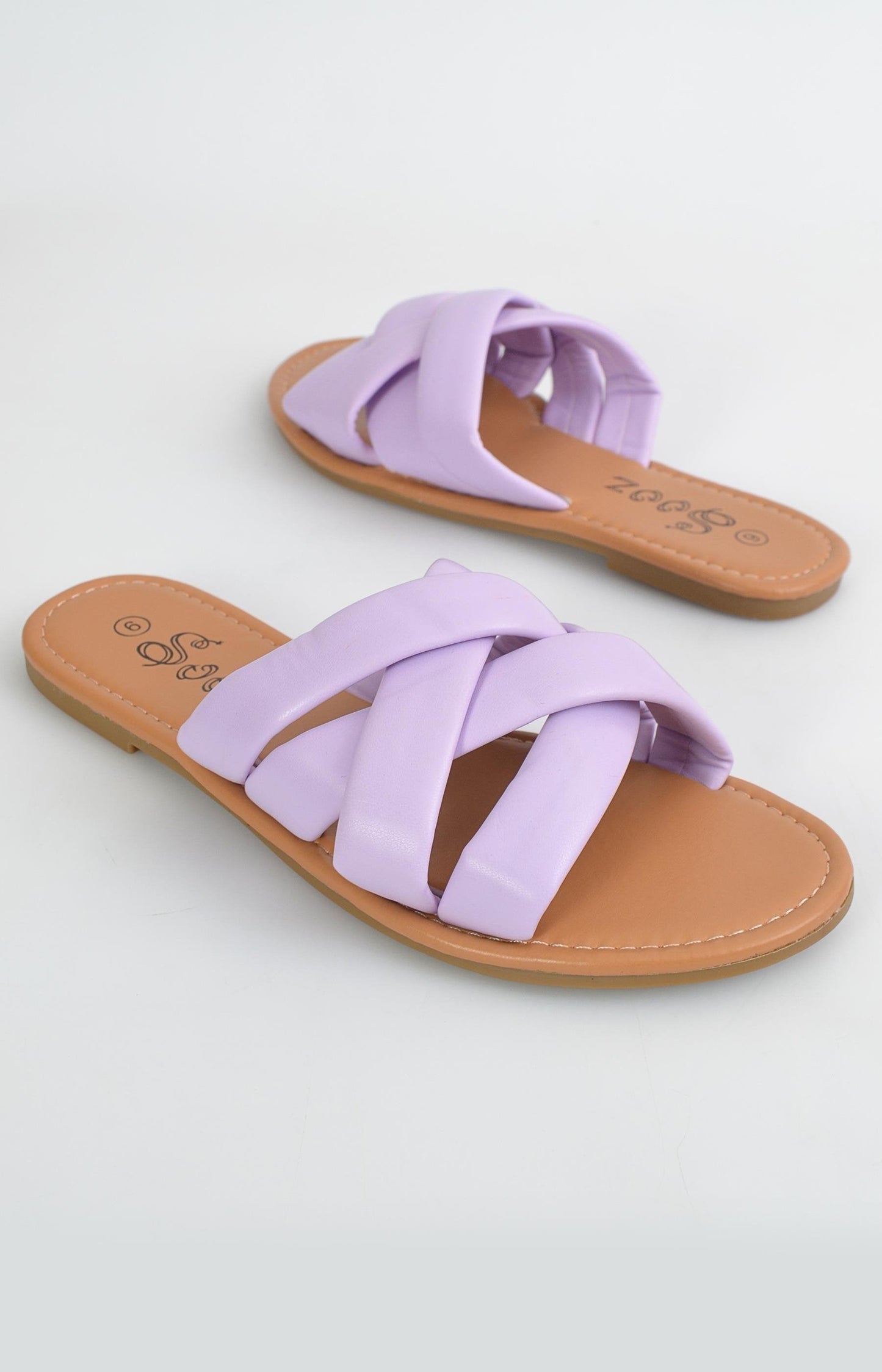 Ladies Strappy Flat Sandals - Lilac