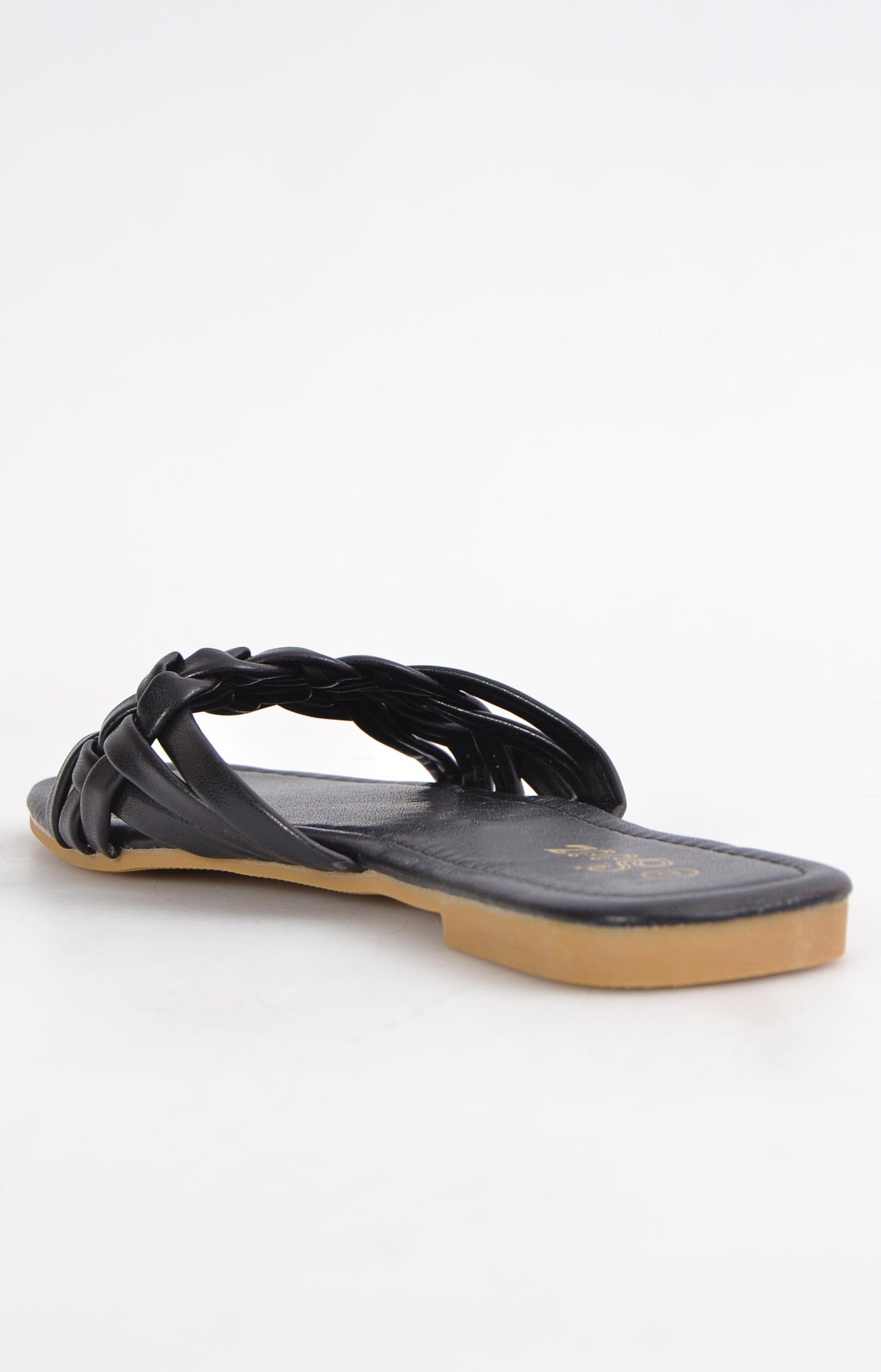 Ladies Plaited Strap Sandals - Black