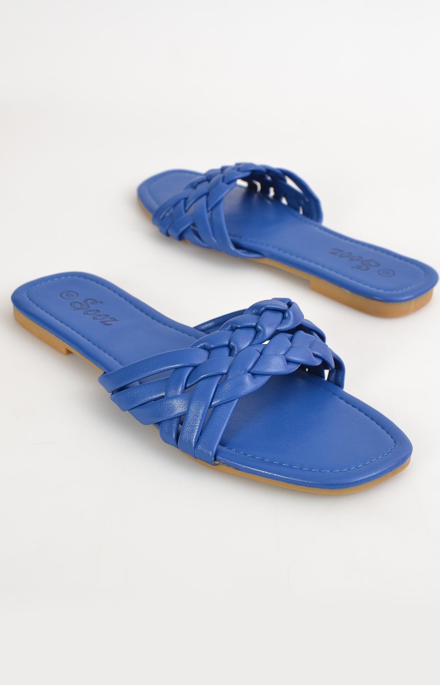 Ladies Plaited Strap Sandals - Navy