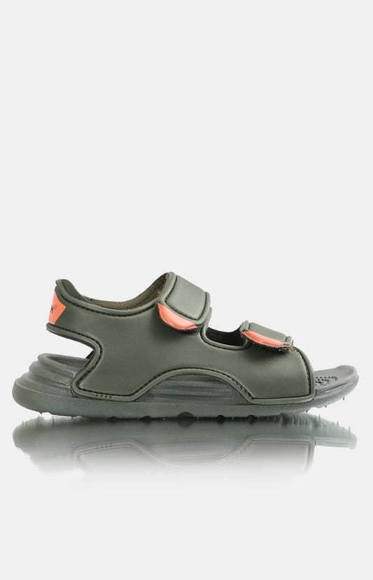 Kids Velcro Strap Sandals - Olive-Orange