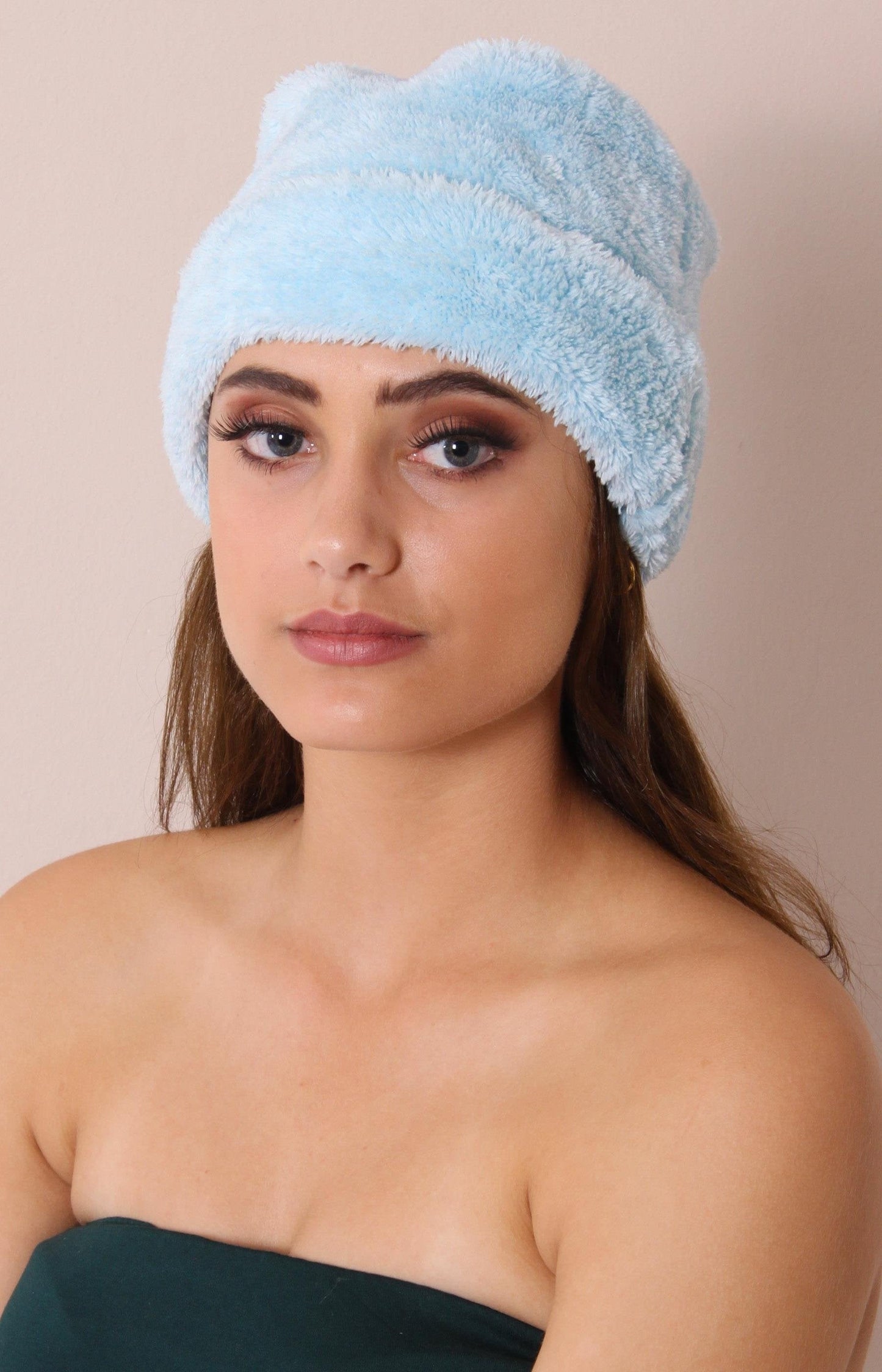 Ladies' Fur Beanie - Light Blue - planet54.com