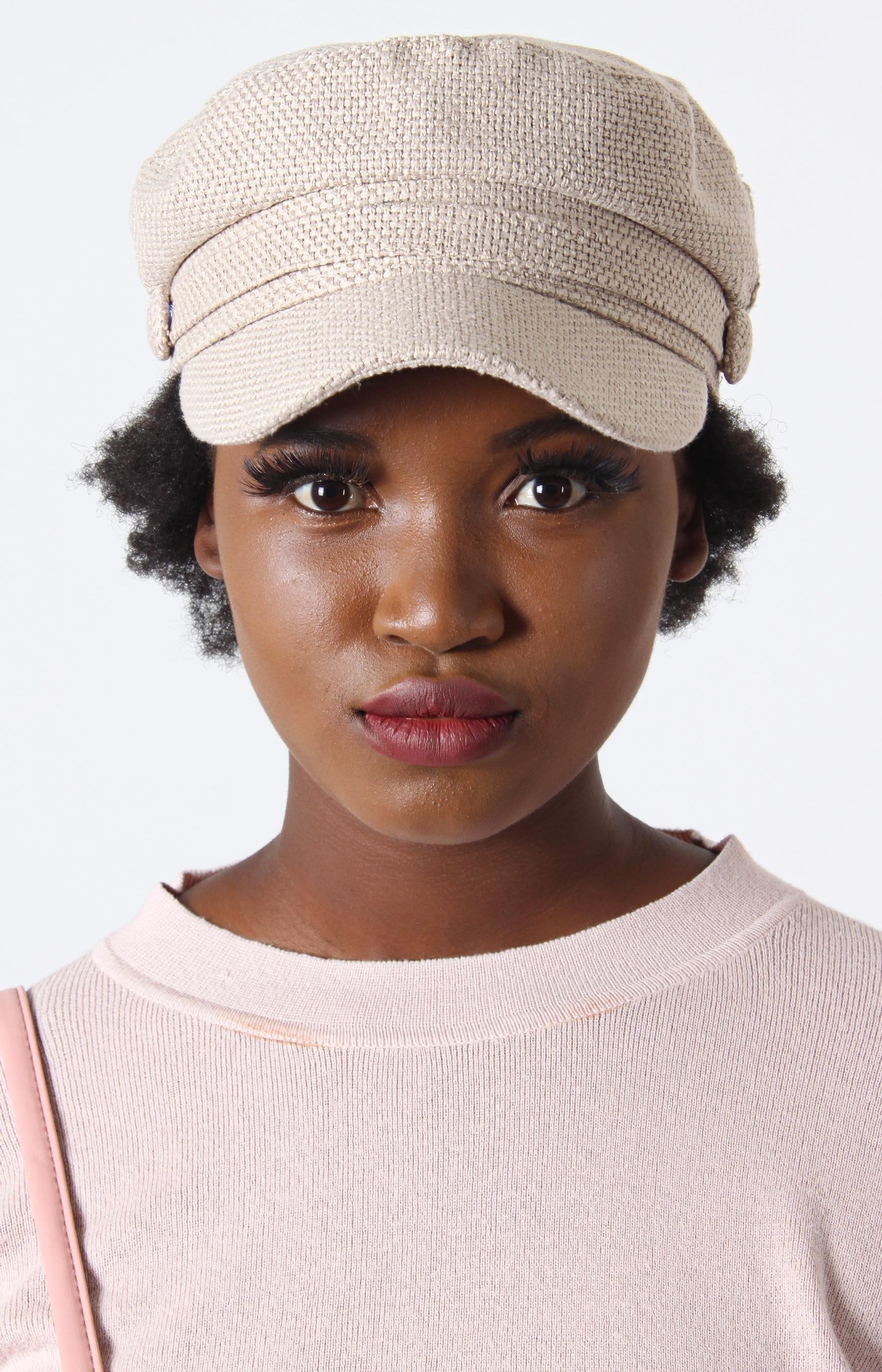 Ladies' Linen Poor Boy Cap - Beige - planet54.com