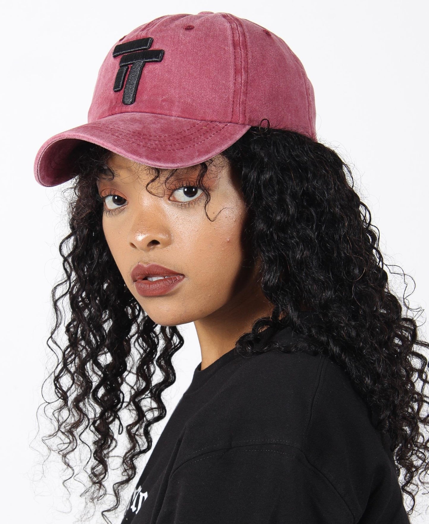 Wash Denim Unisex Peak Cap - Maroon