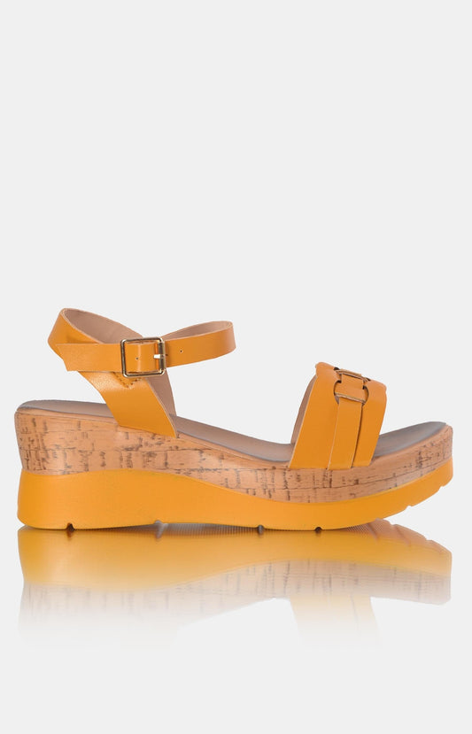 Ladies Wedge Sandals - Mustard