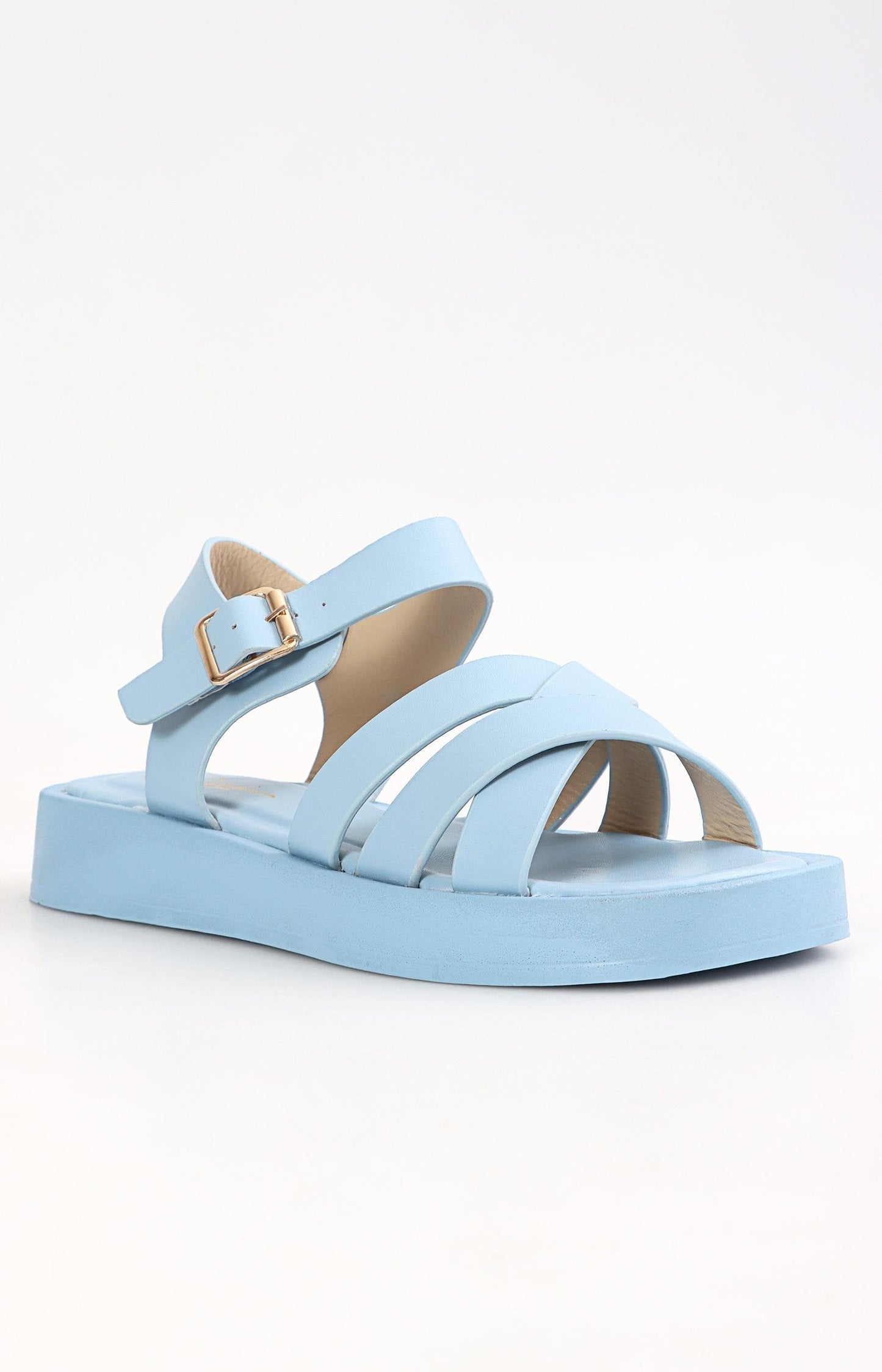 Ladies Cross Over Sandals - Baby Blue