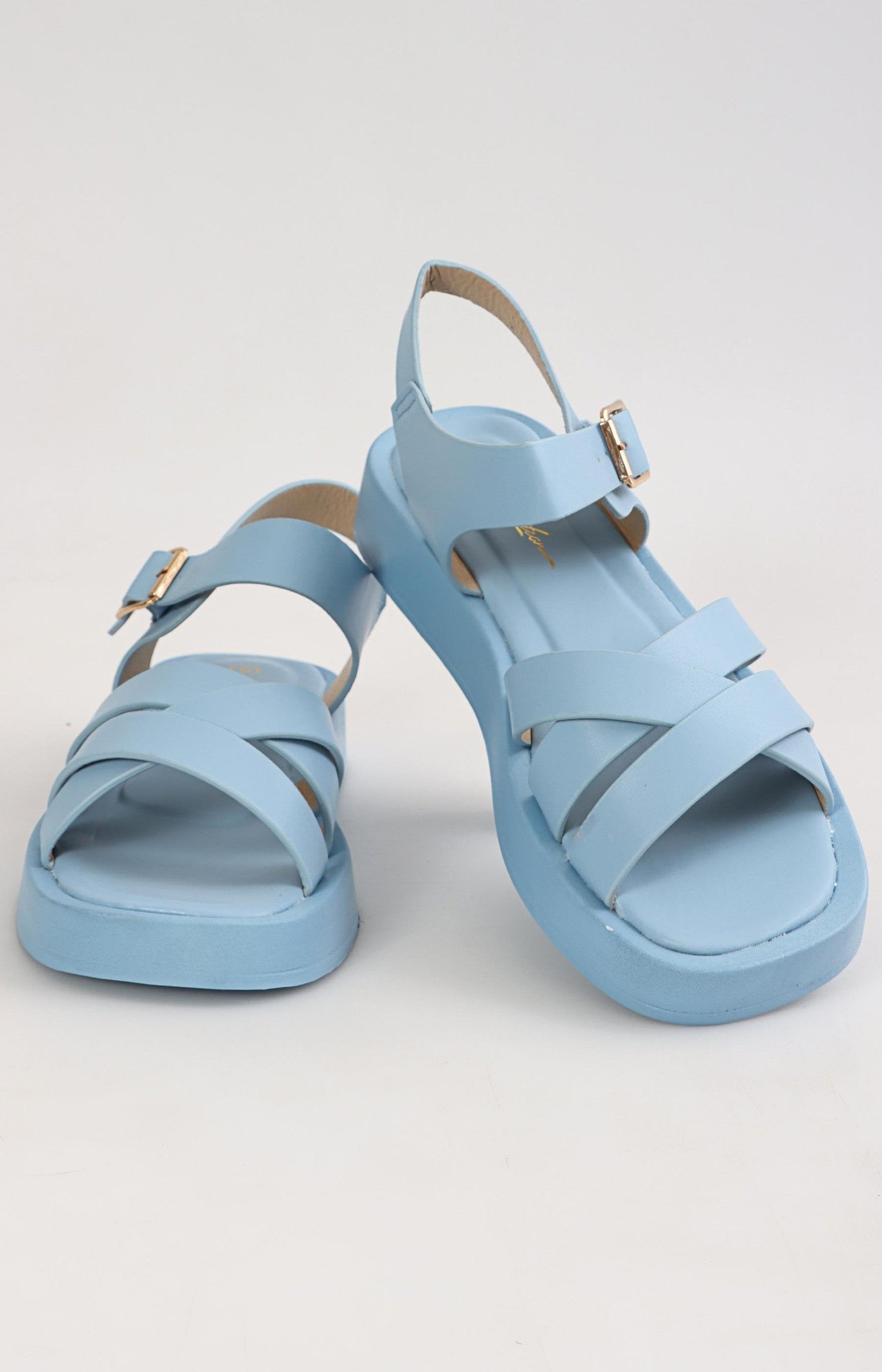 Ladies Cross Over Sandals - Baby Blue