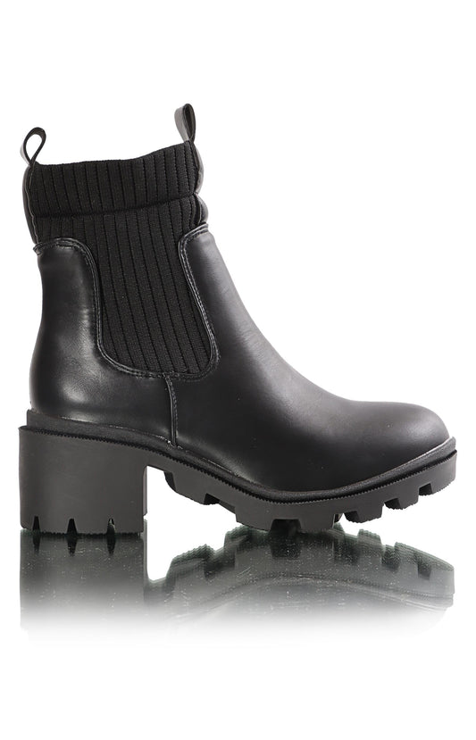 Ladies Chunky Combat Boots - Black