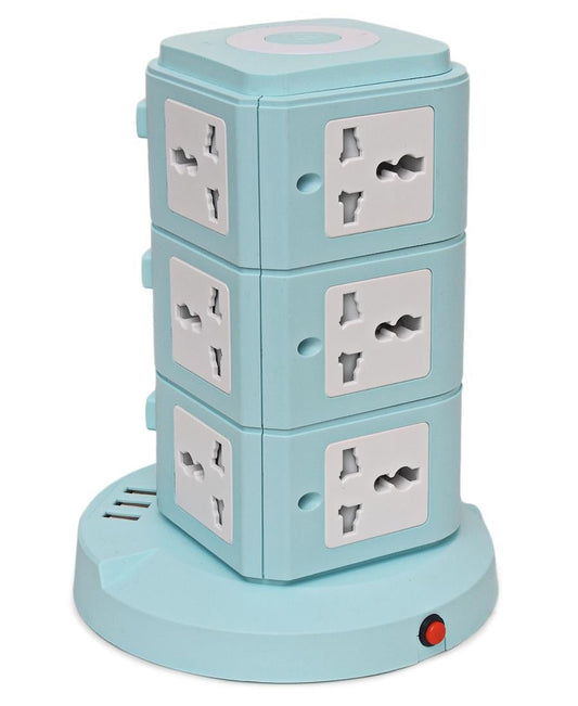 Multi Adaptor Tower With Light - Blue