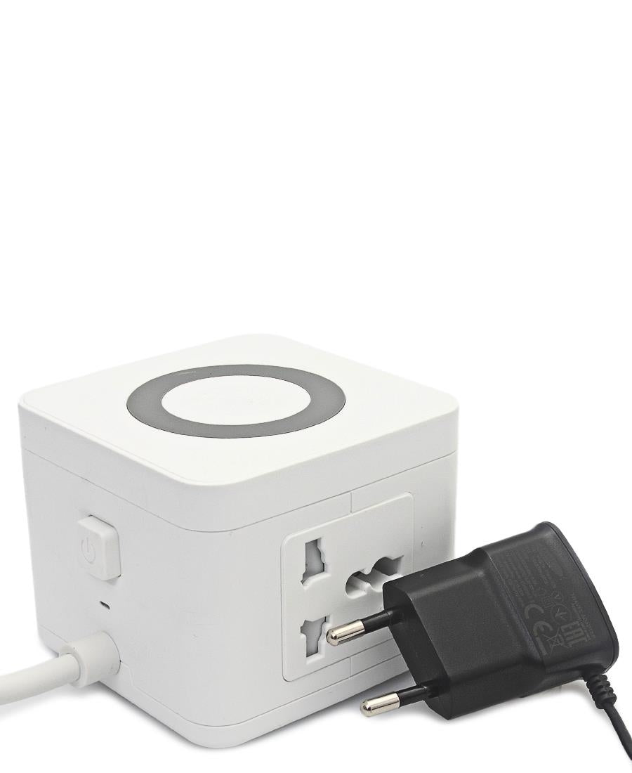 Multi Adaptor Tower With Wireless Charger - White