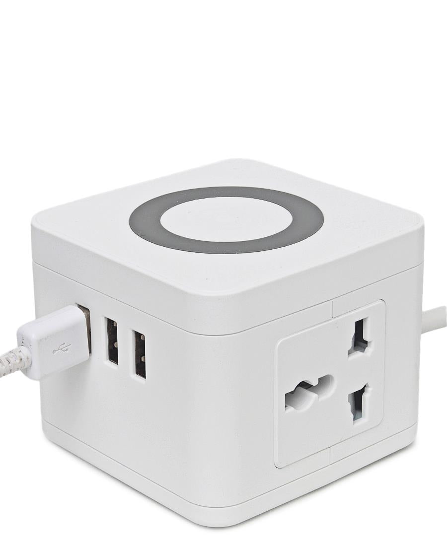 Multi Adaptor Tower With Wireless Charger - White