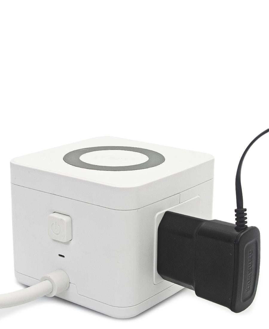 Multi Adaptor Tower With Wireless Charger - White